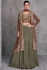 Chinnon embroidered crop top long shrug suit in Brown colour 7445B