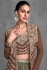 Chinnon embroidered crop top long shrug suit in Brown colour 7445B