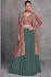 Chinnon embroidered crop top long shrug suit in Green colour 7445A