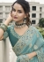Cyan green Pure tissue silk wedding saree with blouse 4002