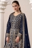 Faux Georgette Anarkali gown wedding dress in Navy blue colour 206C