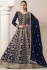 Faux Georgette Anarkali gown wedding dress in Navy blue colour 206C