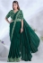 Ready to wear green crepe satin silk saree with stitched blouse 24618
