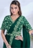 Ready to wear green crepe satin silk saree with stitched blouse 24618