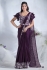 Ready to wear Purple crepe satin silk saree with stitched blouse 24608