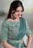Ready to wear aqua green crepe satin silk saree with stitched blouse 24614