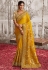 Mustard viscous art silk embroidered wedding saree with blouse 8202