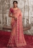 Peach viscous art silk embroidered wedding saree with blouse 8207