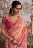 Peach viscous art silk embroidered wedding saree with blouse 8207