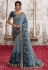 Shaded blue viscous art silk embroidered wedding saree with blouse 8208