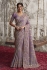 Lavender viscous art silk embroidered wedding saree with blouse 8211