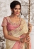 Offwhite and pink shade viscous art silk embroidered wedding saree with blouse 8212