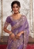 Purple viscous art silk embroidered wedding saree with blouse 8213