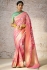 Pink banarasi silk embroidered wedding saree with blouse 293