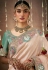 Light Pink Tissue dola silk embroidered wedding saree with blouse 321