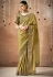Olive green Tissue dola silk embroidered wedding saree with blouse 324