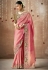 Pink Tissue dola silk embroidered wedding saree with blouse 325