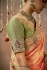 Peach Tissue dola silk embroidered wedding saree with blouse 327