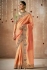 Peach Tissue dola silk embroidered wedding saree with blouse 327