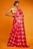 Bollywood Model Satin digital print saree in Pink and Yellow