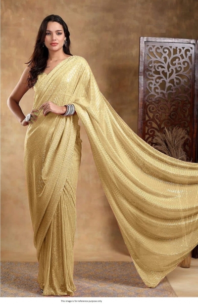 Bollywood Model georgette sequins party wear saree in Chiku