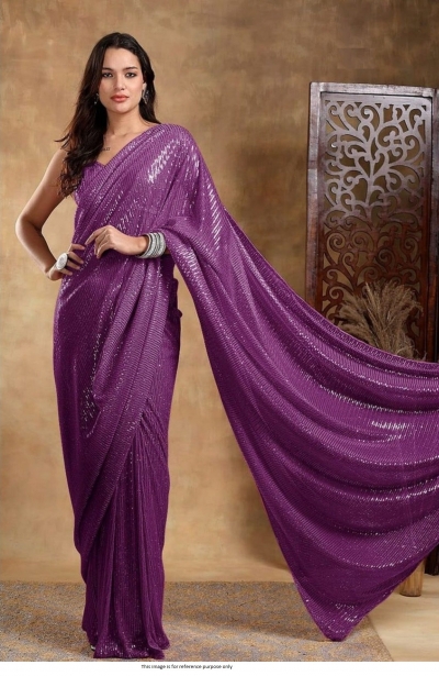 Bollywood Model georgette sequins party wear saree in Wine