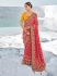 Red Pure georgette zari embroidered wedding saree with double blouse 7601