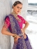 Blue Pure georgette zari embroidered wedding saree with double blouse 7602