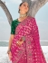 Pink Pure georgette zari embroidered wedding saree with double blouse 7603