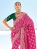 Pink Pure georgette zari embroidered wedding saree with double blouse 7605