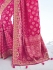 Pink Pure georgette zari embroidered wedding saree with double blouse 7605