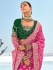 Pink Pure georgette zari embroidered wedding saree with double blouse 7605