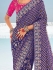 Blue Pure georgette zari embroidered wedding saree with double blouse 7607