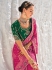 Pink Pure georgette zari embroidered wedding saree with double blouse 7608