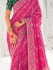 Pink Pure georgette zari embroidered wedding saree with double blouse 7608
