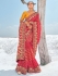 Red Pure georgette zari embroidered wedding saree with double blouse 7609
