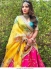 Bollywood Sabyasachi Inspired Pink and Yellow silk haldi lehenga