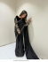 Bollywood Model black velvet embroidered moti work party wear saree