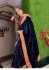 Bollywood Model blue and red velvet sequins embroidered wedding wear saree