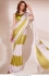 Bollywood Model White and Lime green Satin digital print saree