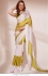 Bollywood Model White and Lime green Satin digital print saree