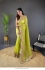 Bollywood Model Parrot green glossy silk designer saree