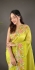 Bollywood Model Parrot green glossy silk designer saree