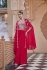 Indian wedding organza crop top cape suit in Red colour 2875