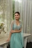 Indian wedding organza crop top cape suit in sea green colour 2748