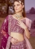 Purple Silk embroidered bridal lehenga choli with double dupatta