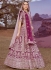 Purple Silk embroidered bridal lehenga choli with double dupatta