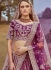 Purple Silk embroidered bridal lehenga choli with double dupatta