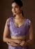 Lavender Satin silk foil work wedding saree with blouse 1012A