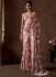 Onion Pink Satin silk foil work wedding saree with blouse 1012B